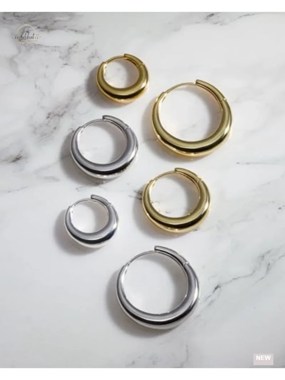 14K Gold Plated Small Chunky Hoop Earrings Lightweight Silver Hoops